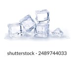 Pile of ice cubes isolated on white background, Artificial acrylic ice cubes