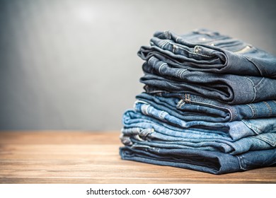 High Resolution Stack Frayed Denim Jeans Stock Photo 1181769556 ...