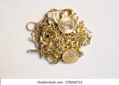 Pile Of Jewelry In Yellow Gold