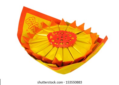 Pile of Joss paper, isolated on white background. Clipping path included.