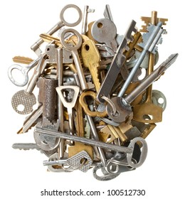 Pile Of Keys Isolated On White Background