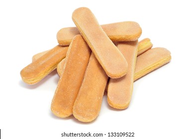 a pile of ladyfingers on a white background