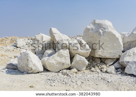 pile of limestone in quarry
