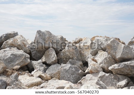 Pile of limestone in quarry
