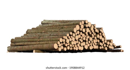 Pile Of Logs, Isolated On White Background