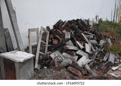 Pile of lumber and other debris
