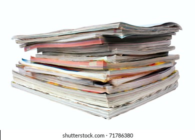 Pile Of Magazines Isolated On White