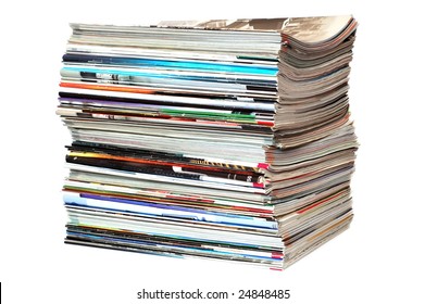 Pile Of Magazines On White