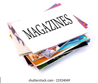 Pile Magazines On White Background Stock Photo (Edit Now) 21924049