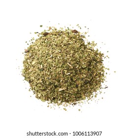Pile of mate tea leaves isolated over the white background