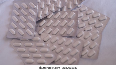 Pile Of Medical Pills In Blister Pack Closeup