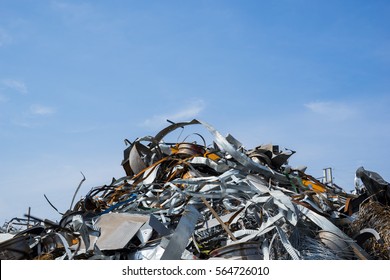 Pile of metallic waste on a recycling area