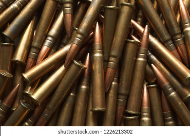 Pile of military bullet ammunition. 