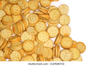 Pile Of Mini Cheese Snack Crackers Close Up