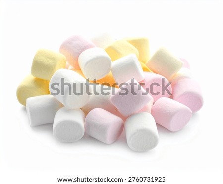 Pile of Mini Marshmallows Isolated Small cylindrical shapes