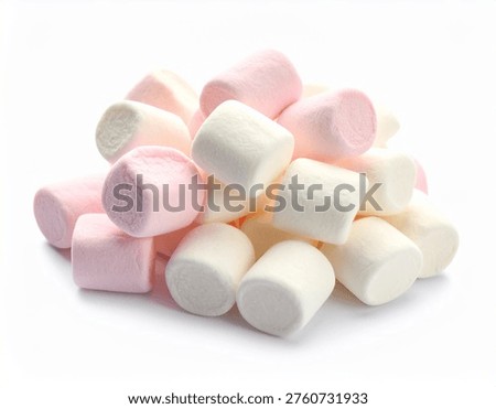 Pile of Mini Marshmallows Isolated Small cylindrical shapes