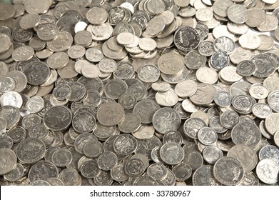 Pile of mixed australian silver coins currency