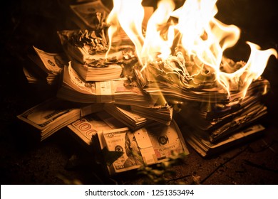 Pile of Money on Fire