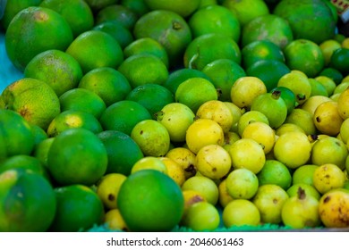 Pile Of Native Fruits At A Farmer's Market In St Lucia