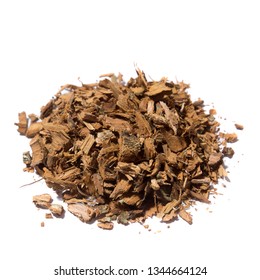 Pile Of Oak Bark Tea On White Background