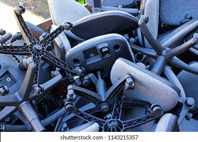 A Pile Of Office Chairs. Take A Seat, Office Business Closure Concept, Bankrupt