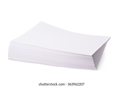 Pile Of Office Paper Sheets Isolated