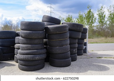 A Pile Of Old Tyres 