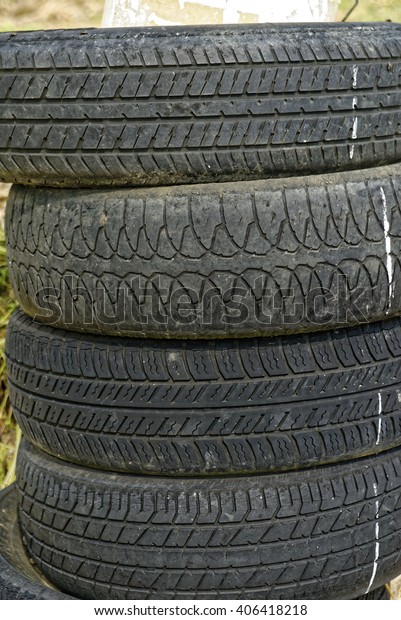 Pile of Old Used Car\
Tyres