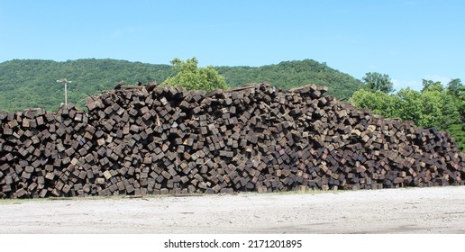 Pile Of Old Used Railroad Ties