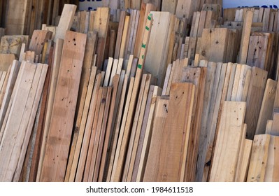 Pile Of Old Wooden Pallets For Reused To Build A Furniture , Recycle And Reuse Concept