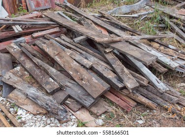 Pile Of Old Wooden For Recycling