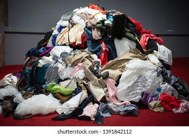 Pile of old worn clothes
