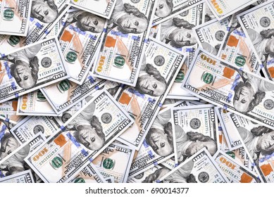 A pile of one hundred US dollars - Banknotes. Cash of hundred dollar bills , dollar background with high resolution - Shutterstock ID 690014377