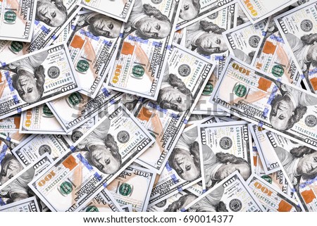 A pile of one hundred US dollars - Banknotes. Cash of hundred dollar bills , dollar background with high resolution