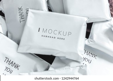 Pile of online shopping package mockups