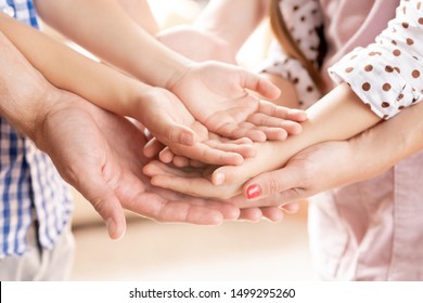 Pile Open Palms Young Mother Father Stock Photo Edit Now