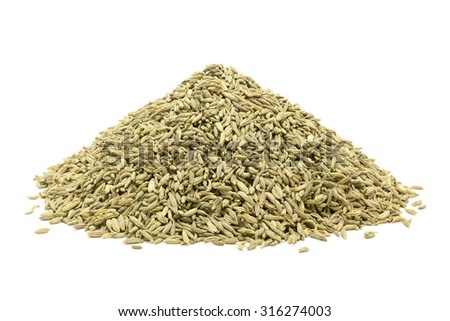 Pile of Organic Aniseed (Pimpinella anisum) isolated on white background