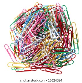 Pile Of Paper Clips Isolated On White Background