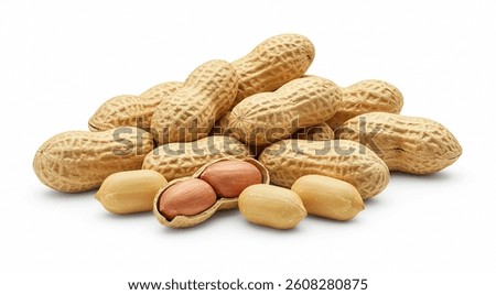 a pile of peanuts isolated on solid white background, 3d render