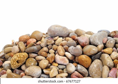 a pile of pebbles isolated on a white background