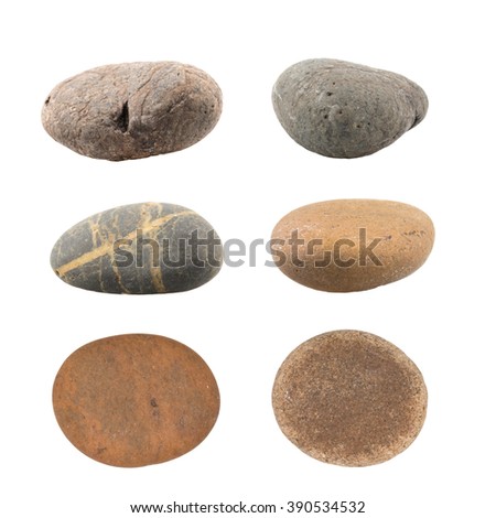 Pile of pebbles isolated on white background.