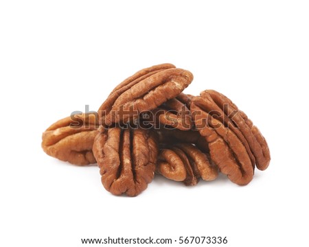 Pile of pecan nuts isolated over the white background 商業照片 © 