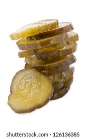 A Pile Of Pickle Chips In A Vertical Image