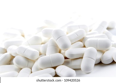 Pile of pills, copy space top
