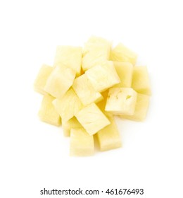 Pile Of Pineapple Flesh Bits Isolated Over The White Background