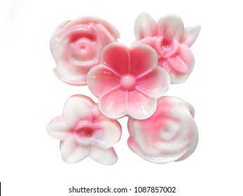 Pile Of Pink Jelly Mould Flower Isolate