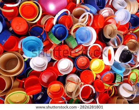 A pile of plastic bottle caps