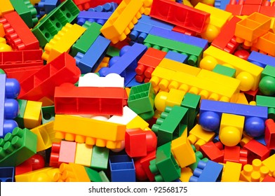 Pile Plastic Toy Blocks