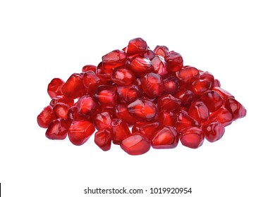 Pile Of Pomegranate Seeds Fruit Isolated On White Background