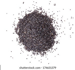 Pile Of Poppy Seeds Isolated On White